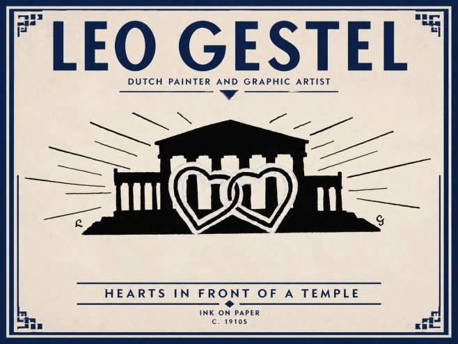 Leo Gestel Hearts in Front of a Temple No3 - Poster