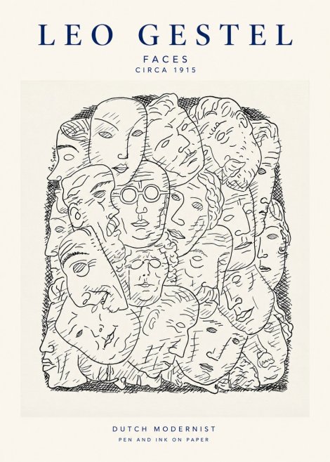 Leo Gestel Heads Ink Drawing No2 - Poster
