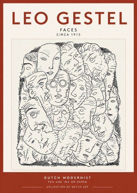 Leo Gestel Heads Ink Drawing No3 - Poster