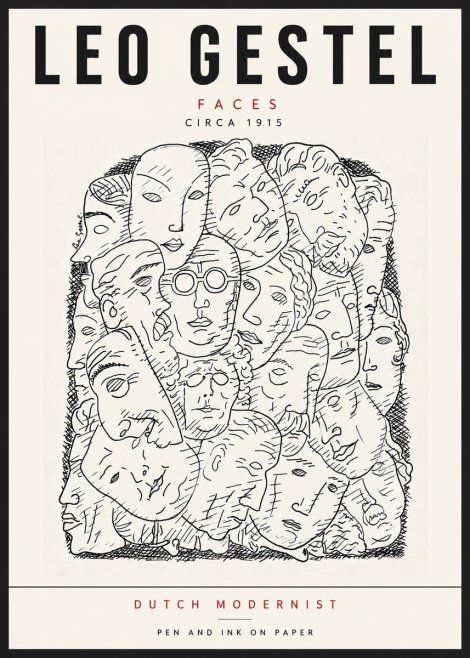 Leo Gestel Heads Ink Drawing No6 - Poster