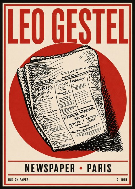 Leo Gestel Newspaper - Paris No4 - Poster