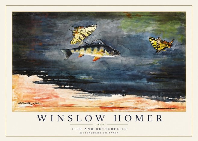 Winslow Homer Fish and Butterflies No5 - Poster