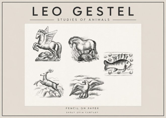 Leo Gestel Studies of Animals No4 - Poster