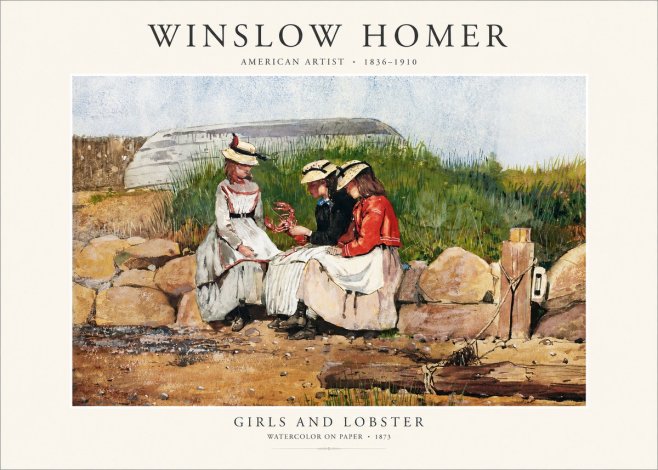 Winslow Homer Girls and Lobster No1 - Poster