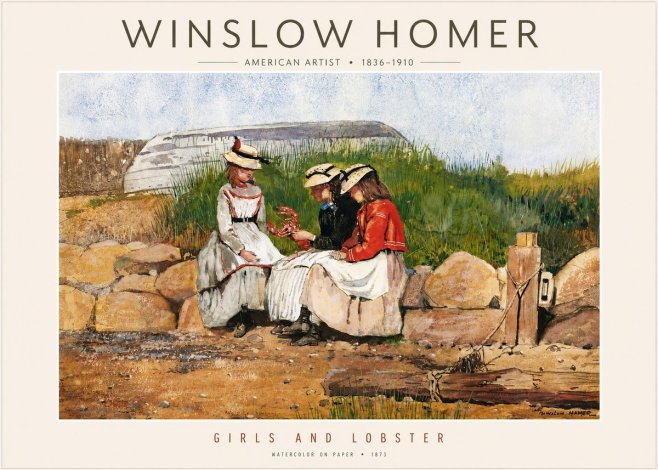 Winslow Homer Girls and Lobster No4 - Poster