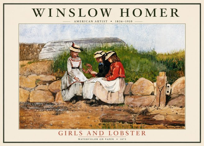 Winslow Homer Girls and Lobster No5 - Poster