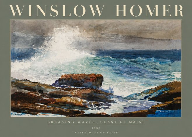 Winslow Homer Breaking Waves, Coast of Maine No5 - Poster