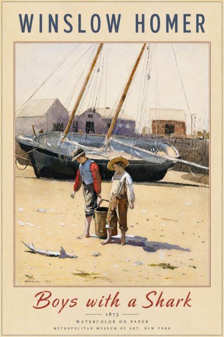 Winslow Homer Boys with a Shark No2 - Poster