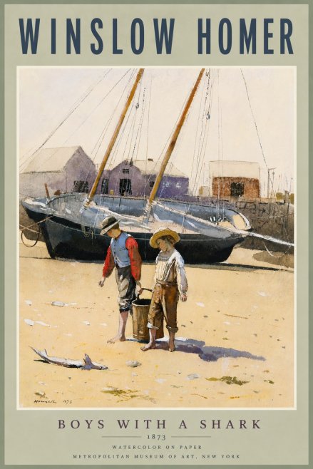 Winslow Homer Boys with a Shark No6 - Poster