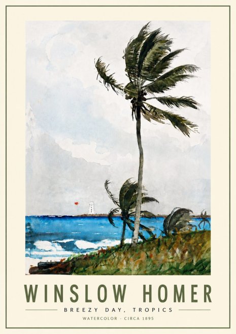 Winslow Homer Breezy Day, Tropics No5 - Poster