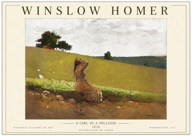 Winslow Homer A Girl in a Hillside No4 - Poster