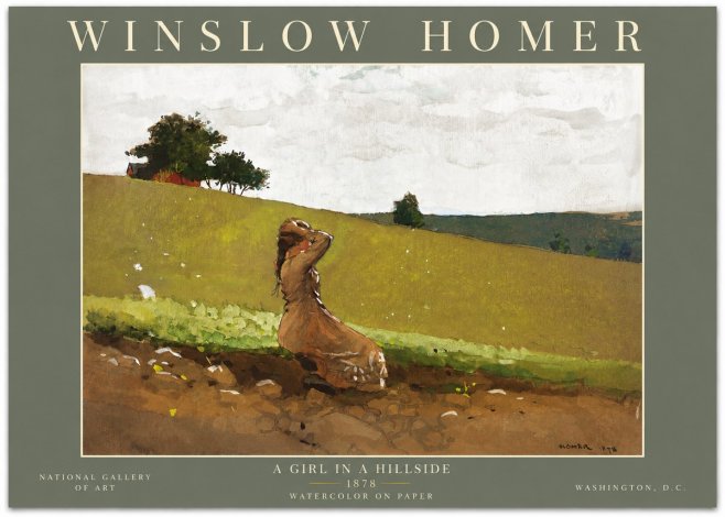 Winslow Homer A Girl in a Hillside No6 - Poster