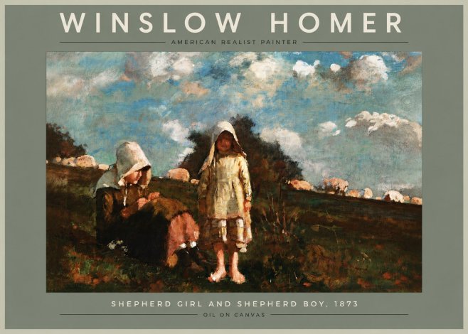 Winslow Homer Shepherd Girl and Shepherd Boy, 1873 No4 - Poster