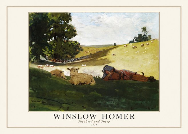 Winslow Homer Shepherd and Sheep No1 - Poster