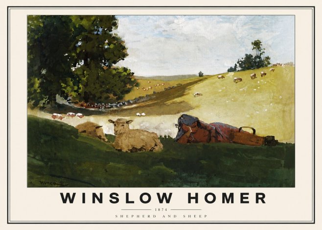 Winslow Homer Shepherd and Sheep No3 - Poster