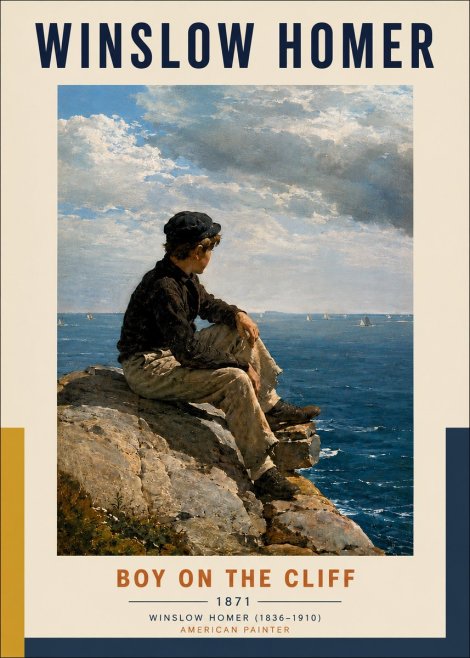 Winslow Homer Boy on the Cliff No4 - Poster
