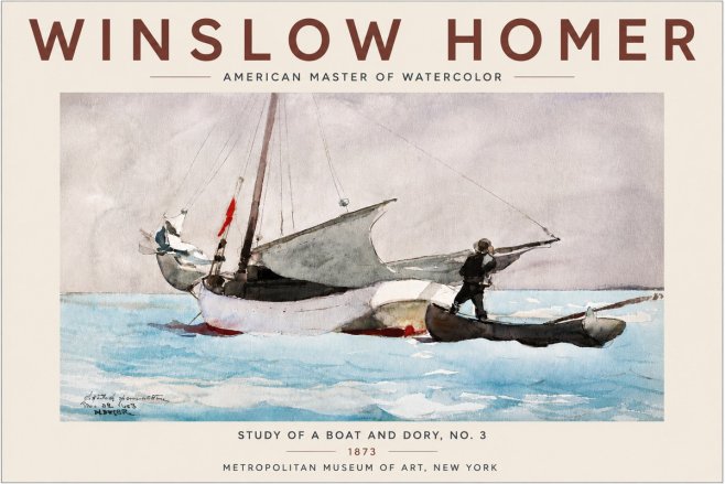 Winslow Homer Study of a Boat and Dory Watercolor, No. 3 No6 - Poster