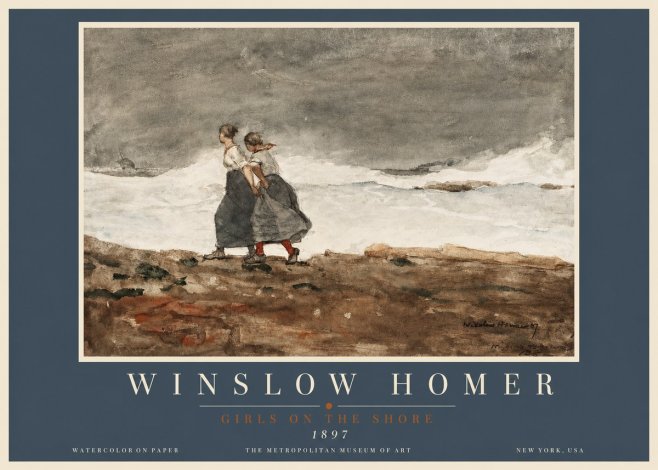 Winslow Homer Girls on the Shore No3 - Poster