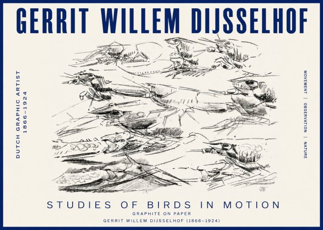 Gerrit Willem Dijsselhof Studies of Birds in Motion No3 - Poster