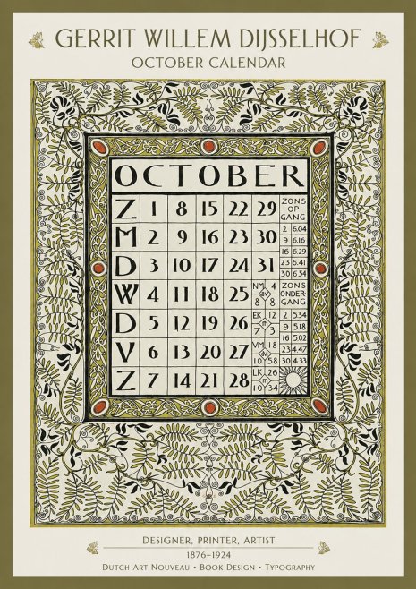Gerrit Willem Dijsselhof October - Calendar Page No2 - Poster