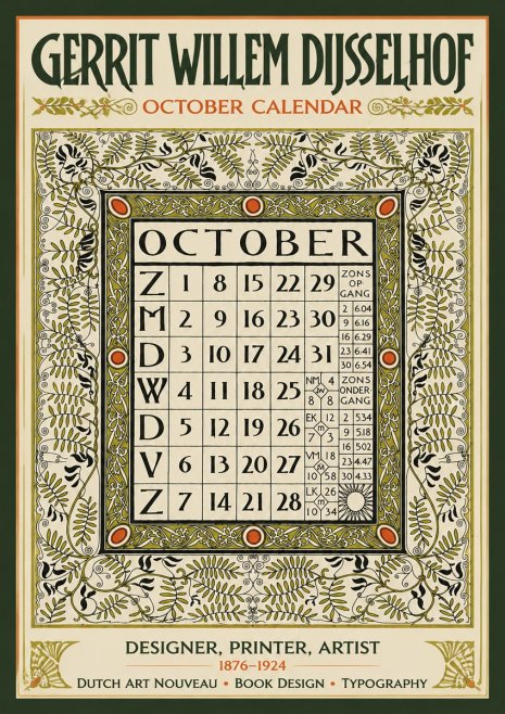 Gerrit Willem Dijsselhof October - Calendar Page No5 - Poster