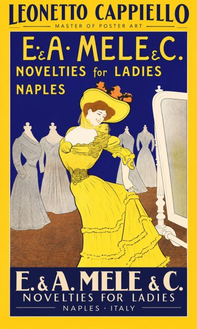 Leonetto Cappiello E.&a. Mele & C. Novelties for Ladies Naples No2 - Poster