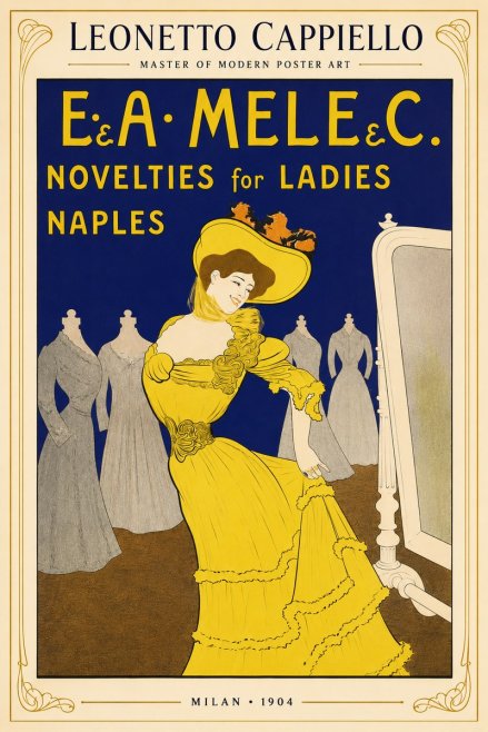 Leonetto Cappiello E.&a. Mele & C. Novelties for Ladies Naples No3 - Poster