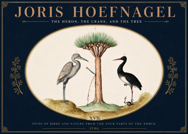 Joris Hoefnagel The Heron, the Crane, and the Tree No5 - Poster