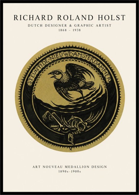 Richard Roland Holst Art Nouveau Medallion Design No1 - Poster