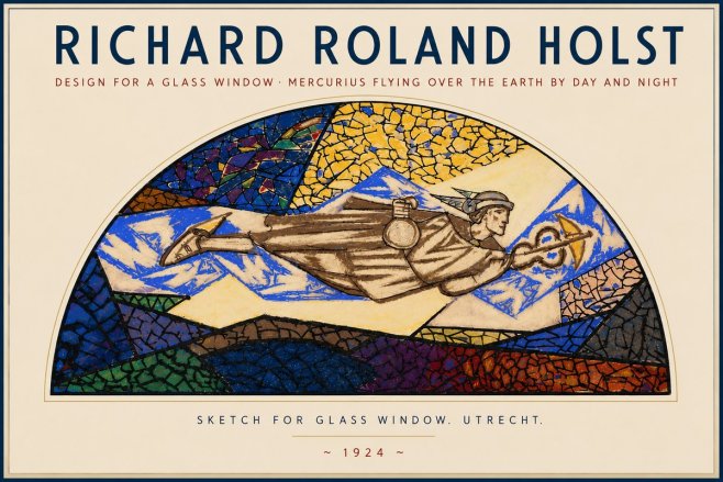 Richard Roland Holst Design for a Glass Window: Mercurius Flying over the Earth by Day and Night No4 - Poster
