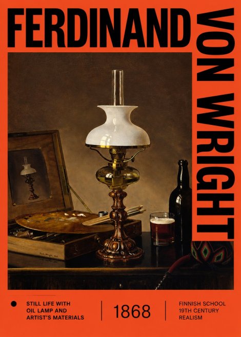 Ferdinand von Wright Still Life with Oil Lamp and Artist's Materials No2 - Poster