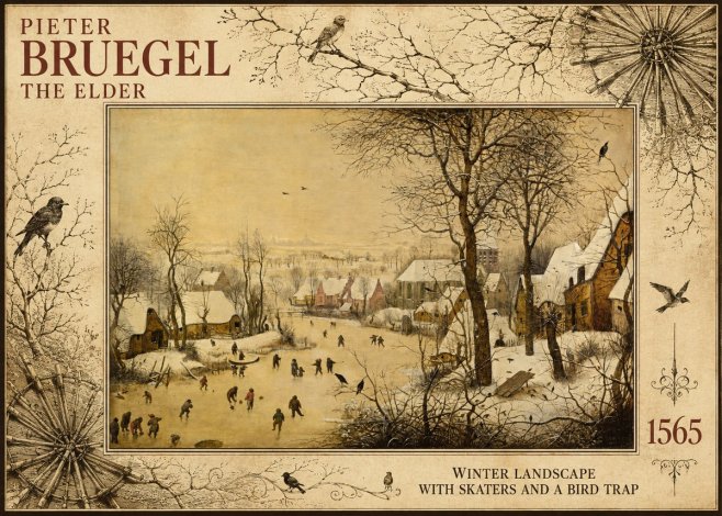 Pieter Bruegel Winter Landscape with Skaters and a Bird Trap No5 - Poster
