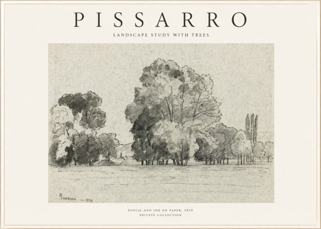 Pissarro Landscape Study with Trees No1 - Poster