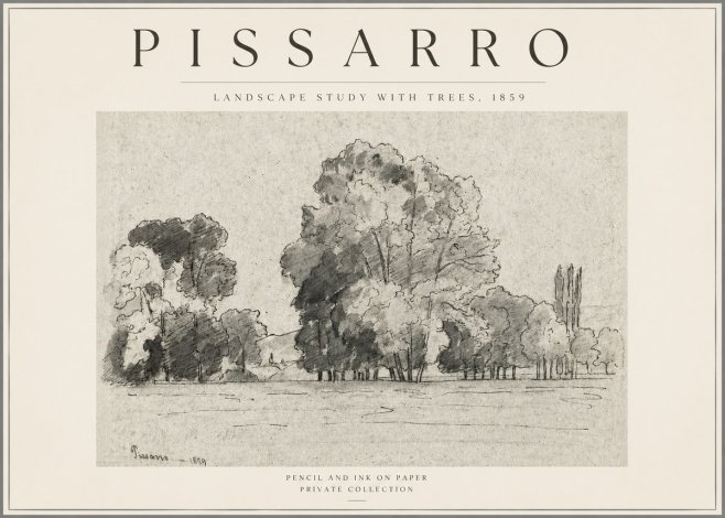 Pissarro Landscape Study with Trees No3 - Poster