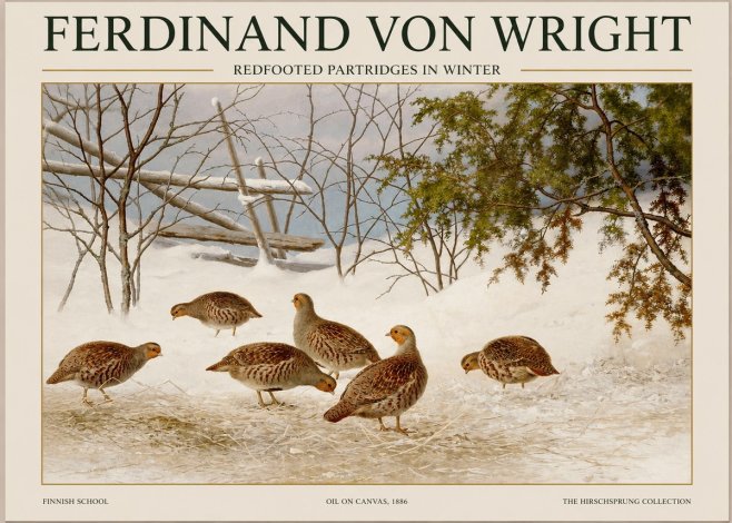 Ferdinand von Wright Redfooted Partridges in Winter No1 - Poster