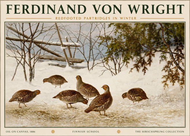 Ferdinand von Wright Redfooted Partridges in Winter No6 - Poster