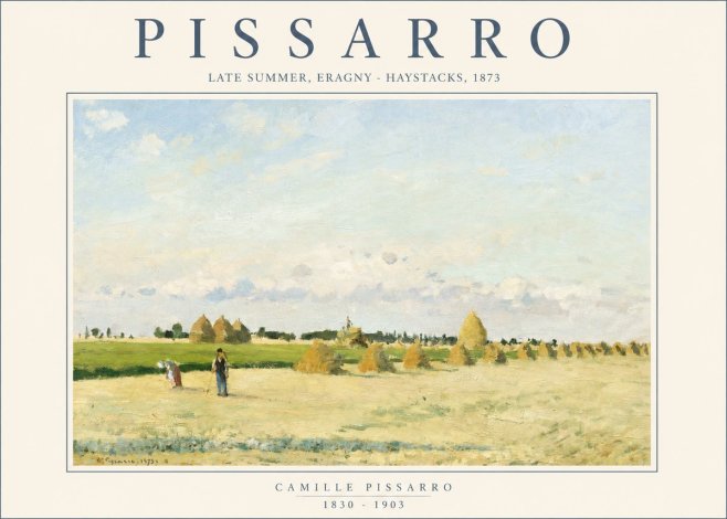 Pissarro Landscape with Haystacks, 1873 No2 - Poster