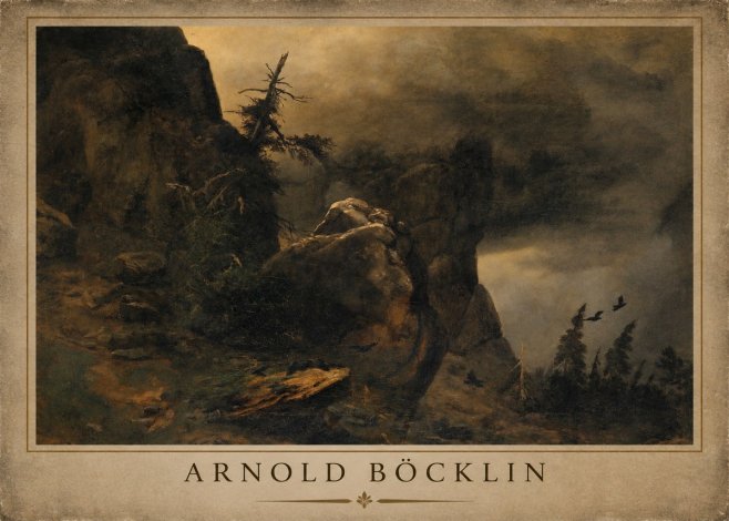 Arnold Böcklin Felsabhang Mit Wettertannen No3 - Poster
