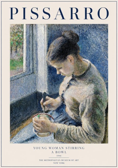 Pissarro Young Woman Stirring a Bowl No1 - Poster