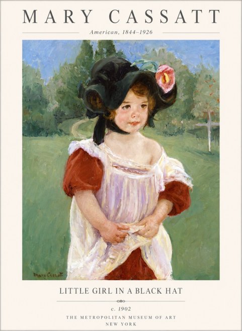 Mary Cassatt Little Girl in a Black Hat No1 - Poster