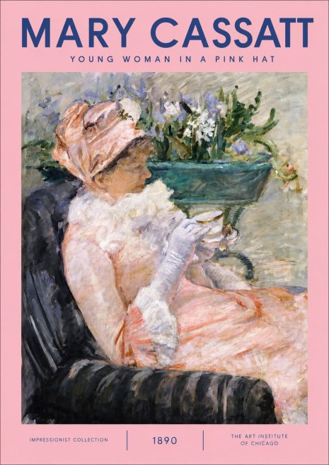 Mary Cassatt Young Woman in a Pink Hat No2 - Poster
