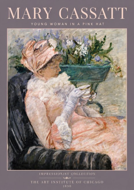 Mary Cassatt Young Woman in a Pink Hat No5 - Poster