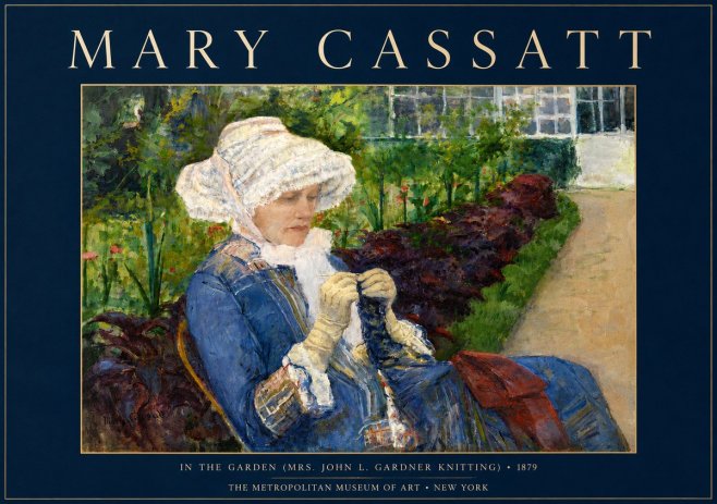 Mary Cassatt In the Garden (Mrs. John L. Gardner Knitting) No4 - Poster