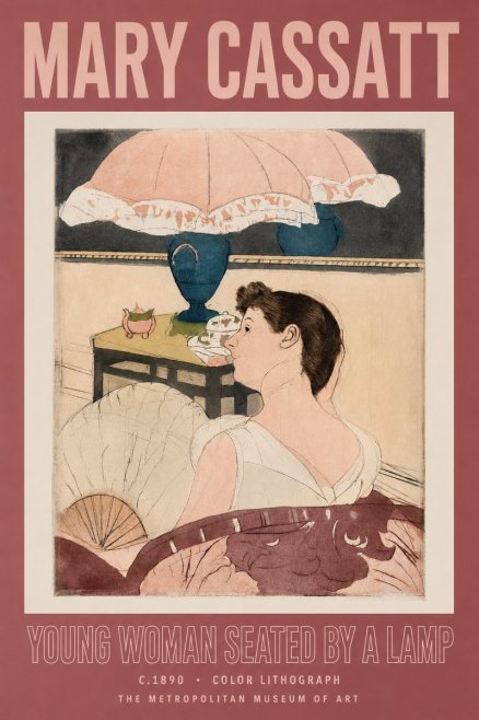 Mary Cassatt Young Woman Seated by a Lamp No2 - Poster