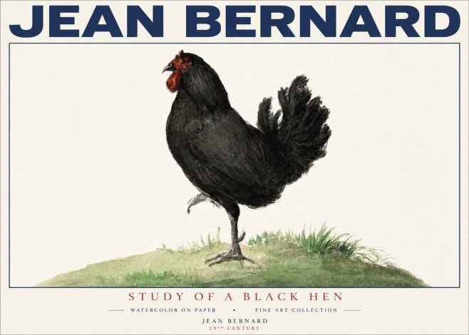 Jean Bernard Study of a Black Hen No4 - Poster