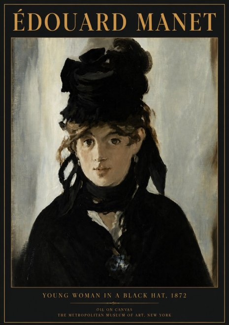 Édouard Manet Young Woman in a Black Hat, 1872 No5 - Poster