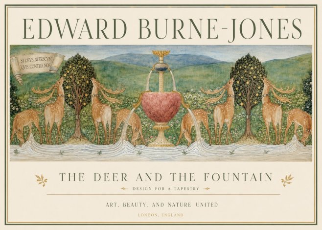 Edward Burne-Jones The Deer and the Fountain No1 - Poster