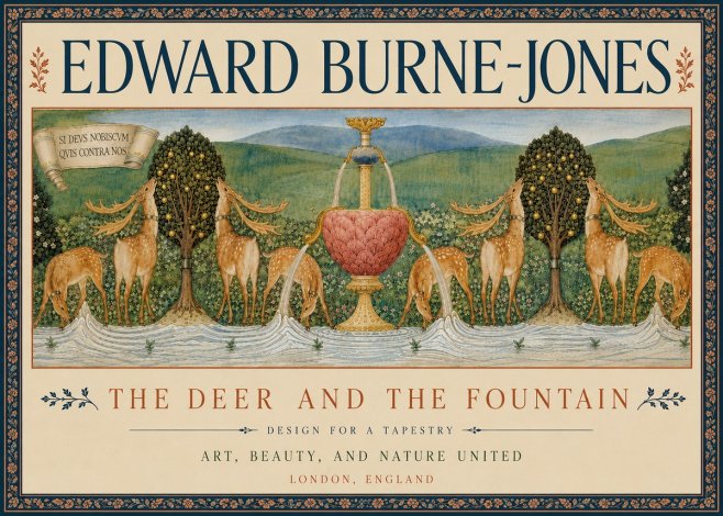 Edward Burne-Jones The Deer and the Fountain No6 - Poster