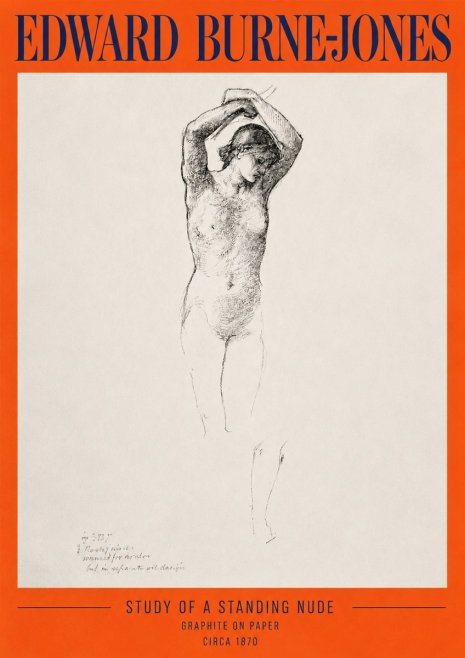Edward Burne-Jones Standing Nude with Raised Arms (Study) No2 - Poster