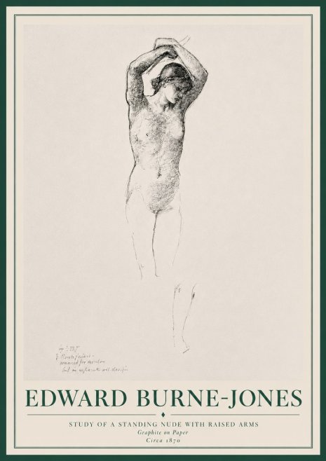 Edward Burne-Jones Standing Nude with Raised Arms (Study) No3 - Poster